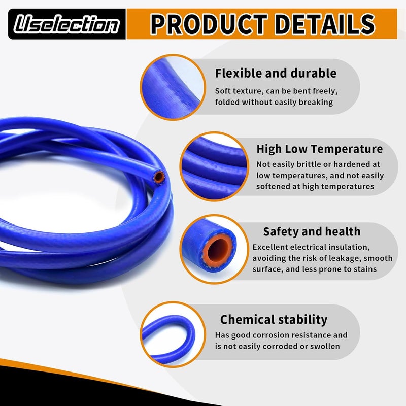Uselection 9/16"X5FT(ID:14MM) Silicone Heater Hose Blue and Red Coolant Radiator Vacuum Line, Reinforced High Temperature Reinforced 4MM Thick(0.16 In) (9/16" ID-5Ft(ID 14mm)) - Image 3